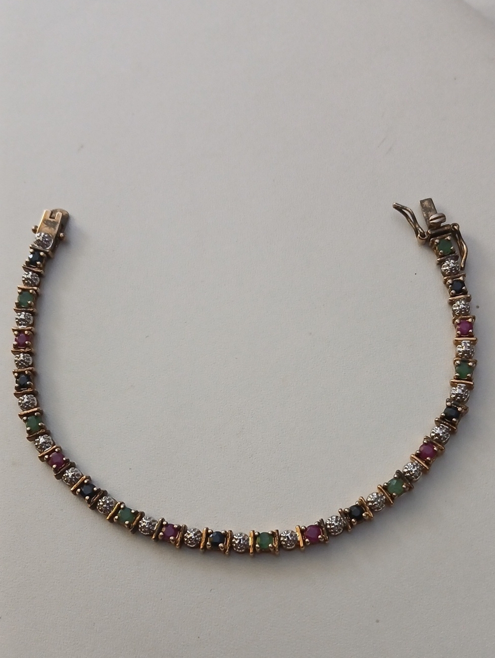Vermeil 925 Silver Multi-Gem Tennis Bracelet - Women Jewelry